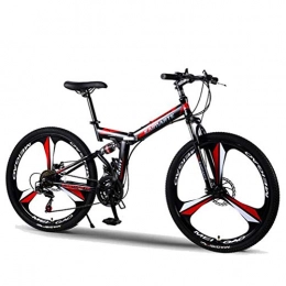 Tbagem-Yjr Bike Tbagem-Yjr 24 Inch Wheel Mountain Bike Bicycle, Shock Absorption Dual Disc Brakes 27 Speed Folding City Road Bicycle (Color : Black red)