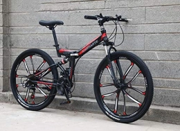 Tbagem-Yjr Folding Bike Tbagem-Yjr 24 Speed Sports Leisure Mountain Bike For Adults - Shock Absorption Shifting Soft Tail Folding Bicycle (Color : Black red)