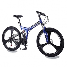 Tbagem-Yjr Bike Tbagem-Yjr 26 Inch Foldable Bike Adult Folding Mountain Bicycle 21 / 24 / 27 / 30 Speed Outroad Bicycles Frame 3 Knife Wheels Folded Within For Men Women Outdoor Bicycle Blue (Size : 30speed)