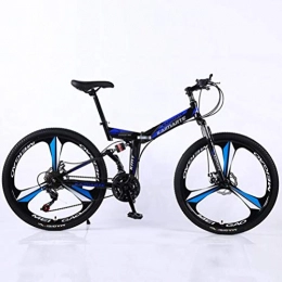 Tbagem-Yjr Folding Bike Tbagem-Yjr 26 Inch Folding Mountain Bike, 21 Speed Shock Absorption Shifting Soft Tail Road Bicycle (Color : Black blue)