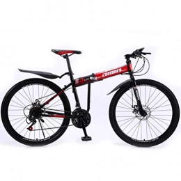 Tbagem-Yjr Folding Bike Tbagem-Yjr 26 Inch Mountain Bike, Dual Suspension Folding Bike City Road Bicyclefor Adults (Color : Red, Size : 24 speed)