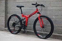 Tbagem-Yjr Folding Bike Tbagem-Yjr 26 Inch Wheel Folding Mountain Bike For Adults, 21 Speed Double Disc Brake City Road Bicycle (Color : Red)