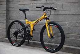 Tbagem-Yjr Folding Bike Tbagem-Yjr 26 Inch Wheel Folding Mountain Bike For Adults, 21 Speed Double Disc Brake City Road Bicycle (Color : Yellow)