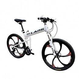 Tbagem-Yjr Bike Tbagem-Yjr 27.5 Inch 6 Spoke Wheels 27 / 30 Speed Mountain Bike Adult Full Suspension Folding Bicycle Dual Suspension Bicycle White (Size : 30speed)