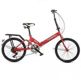 Tbagem-Yjr Folding Bike Tbagem-Yjr 6 Speed Folding Bike, Road Bicycle Mountain Bike 20 Inch Wheel Commuter Bicycle (Color : Red)