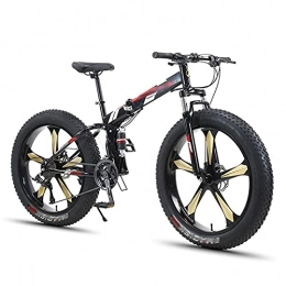 Tbagem-Yjr Folding Bike Tbagem-Yjr Adult Fat Tire Mountain Trail Bike Folding Bike For Adults Floding Mountain Bike 26 Inch 7-30 Speed Gears 5 Knife Wheel Dual Disc Brake Black Red (Size : 24speed)