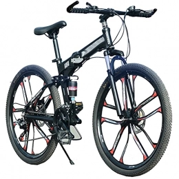 Tbagem-Yjr Folding Bike Tbagem-Yjr Adult Folding Mountain Bike, 26-Inch Wheels Mens / Womens Alloy Frame 21-30 Speed Disc Brakes 10 Knife Wheels Black (Size : 24speed)