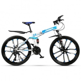 Tbagem-Yjr Bike Tbagem-Yjr Dual Disc Brake Freestyle Folding Mountain Bike, Dual Suspension Road Bicycle 26 Inch (Color : Blue, Size : 30 speed)