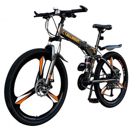 Tbagem-Yjr Bike Tbagem-Yjr Fat Tire Bike Variable Speed 24 Inch Folding Bike, 3 Knife Wheels Double Disc Brake Foldable Bicycle Mountain Bike High Carbon Steel Frame 21 / 24 / 27 / 30 Speed (Speed : 30speed)