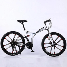 Tbagem-Yjr Folding Bike Tbagem-Yjr Folding Mountain Bike 26 Inch Wheel, Carbon Steel City Road Bicycle 21 Speed For Adults (Color : White)
