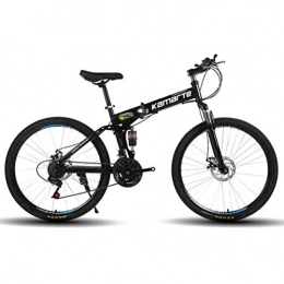 Tbagem-Yjr Folding Bike Tbagem-Yjr Folding Mountain Bike For Adults, Dual Disc Brakes Sports Leisure City Road Bicycle (Color : Black, Size : 27 Speed)