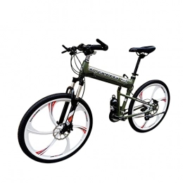 Tbagem-Yjr Bike Tbagem-Yjr Folding Mountain Bike Men 27.5 Inch Wheels 27 / 30 Speeds Full Suspension MTB Bike Road Bicycles ArmyGreen (Size : 30speed)