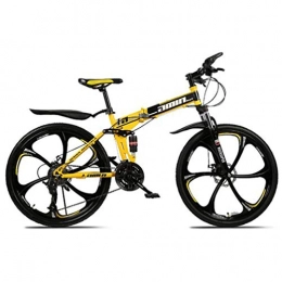 Tbagem-Yjr Folding Bike Tbagem-Yjr Hard Mountain Bike Folding Frame MTB Bike, Double Disc Brake Damping Bicycle 26 Inch (Color : Yellow, Size : 24 speed)