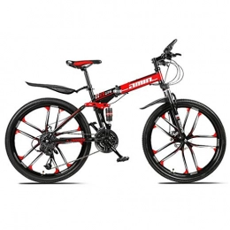 Tbagem-Yjr Folding Bike Tbagem-Yjr High-carbon Steel Folding Mountain Bike, Portable Outdoor Sports Leisure Bicycle 26 Inch (Color : Red, Size : 30 speed)