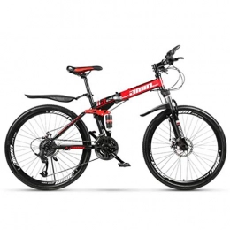 Tbagem-Yjr Folding Bike Tbagem-Yjr Red Folding Bicycle, Double Disc Brake Damping 26 Inch Mountain Bike For Adult (Size : 27 speed)