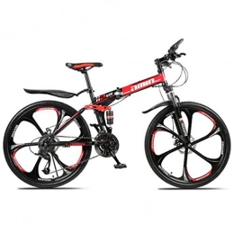 Tbagem-Yjr Folding Bike Tbagem-Yjr Red Freestyle Mountain Bike City Road Bicycle, Double Disc Brake Damping Bike 26 Inch (Size : 30 speed)