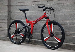 Tbagem-Yjr Folding Bike Tbagem-Yjr Sports Leisure Mens MTB, Shock Absorption Shifting Soft Tail Folding Mountain Bike 24 Inch 24 Speed (Color : Red)