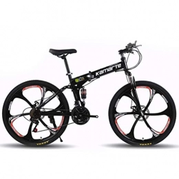 Tbagem-Yjr Folding Bike Tbagem-Yjr Sports Leisure Mountain Bike For Adults, Folding City Road Bicycle Dual Disc Brakes MTB (Color : Black, Size : 21 Speed)