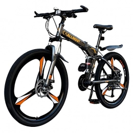 Tbagem-Yjr Folding Bike Tbagem-Yjr Super Magnesium Alloy 24 Inch Folding Bike, 3 Knife Wheels Double Disc Brake Foldable Bicycle Mountain Bike High Carbon Steel Frame 21 / 24 / 27 / 30 Speed (Speed : 21speed)