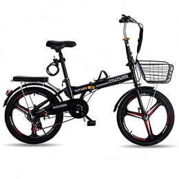 TBNB Bike TBNB 20 inch Folding Bike, Adult 7-Speed Commuter Bicycle, Outdoor Sports Light Bicycles for Man and Women, White, Red, Black (Black)