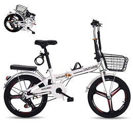TBNB Folding Bike TBNB 20 inch Folding Bike, Adult 7-Speed Commuter Bicycle, Outdoor Sports Light Bicycles for Man and Women, White, Red, Black (White)