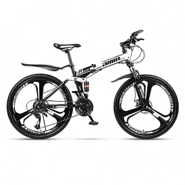 TBNB Folding Bike TBNB Folding Adult Mountain Bike, 24 / 26 Inch Full Suspension Road Bicycle, Double Disc Brake Outroad Mountain Bicycle for Men Women (White 26inch / 21Speed)