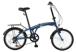 Vilano Folding Bike TEMPEST 20" Folding Bike Shimano 6 Speed - Rear Rack & Fenders Blue
