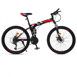 THENAGD Bike THENAGD Folding Mountain Bike, Bicycle Adult Cross Country Variable Speed Racing Double Damping Disc Brake Bicycle for Male and Female Students. 24英寸 40刀圈红花色