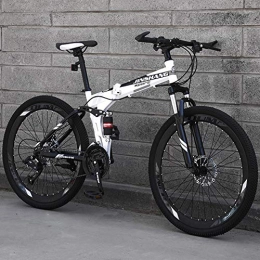 TopBlng Folding Bike TopBlng Double Disc Brake, High Carbon Steel Frame, 26 Inch Folding MTB Bikes, Mountain Bike For Men Bicycle, Full Shock-absorbing, 27-speed Teens Road Bike-G 27-speed