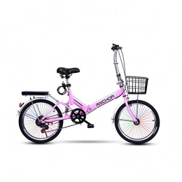TopBlng Bike TopBlng Shock Absorption, Variable Speed, Students Cruiser Bike 20 Inch Multicolor Wheel, Adult Folding Bike With Basket, Teens Portable Bikes For Urban Track-Pink