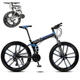 TopJi Bike TopJi 24 Inch Folding Mountain Bike For Men, Adult MTB Bikes, Road Bike Full Shock-absorbing 27-speed Double Disc Brake For Mountain Rain Road T 27-speed