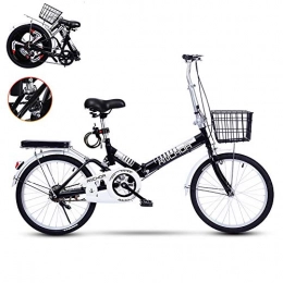 TopJi Folding Bike TopJi Adult Road Bike, 20 Inch Wheel, Single Speed, Shock Absorption, Women Folding Bike With Basket Rear Rack, For Commuting City Track Riding D