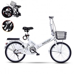 TopJi Bike TopJi Cheap Adult Road Bike, 20 Inch Wheel, Single Speed, Shock Absorption, Women Folding Bike With Basket Rear Rack, For Commuting City Track Riding B