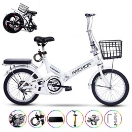 TopJi Bike TopJi Lightweight Folding Bike For Women, Adult Cruiser Bike With Basket, Single Speed Aluminum Frame Mini Bikes For City Riding Track Commuting B