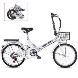 TOPYL Bike TOPYL 20 Inch Folding Bicycle Bike, 6-speed Foldable Cycling Commuter Bike Women's Adult Student, Lightweight Aluminum Frame Shock Absorption Variable Speed White
