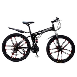 TOPYL Folding Bike TOPYL Men's Mountain Bikes, Lightweight Foldable Bike, Commuter City Bike With Front Suspension Adjustable Seat Black-10 Spoke 24", 27 Speed