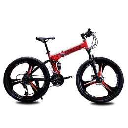 TOPYL Folding Bike TOPYL Mountain Bicycle, 24 Inch 24 Speed Variable Speed Double Shock Absorption Mountain Bike, Folding Mountain Bikes Red 24", 24-speed