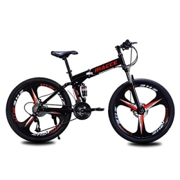TOPYL Folding Bike TOPYL Mountain Bicycle, 26 Inch 21 Speed Variable Speed Double Shock Absorption Mountain Bike, Folding Mountain Bikes Black 26", 21-speed