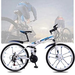 TRGCJGH Bike TRGCJGH Adult Foldable Mountain Bike, 26 Inches Carbon Steel Mountain Bike 21 / 24 / 27 / 30 Speed Bicycle Full Suspension Hardtail MTB, A-24speed