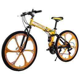 TRGCJGH Folding Bike TRGCJGH Folding Bike Mountain Bicycle Adult 26 Inch 21 / 24 / 27 Speed Shock Dual Disc Brakes Student Bicycle Assault Bike Folding Car, E-21speed