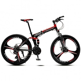 TriGold Adult Mountain Bike Folding,Foldable MTB Bike Bicycle Disc Brakes Men,Lightweight Road Bike 26 Inch Speed Women-Red-21 Speed 24in