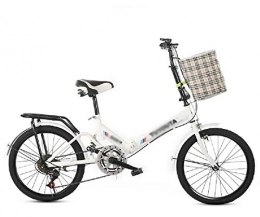 TSTZJ Bike TSTZJ 20" Folding City V2 Compact Foldable Bike -6 Speed Gears Foldable City MTB shift shock absorber bicycle Dual Suspension Bicycle, white-20 inches