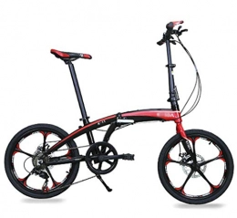 TSTZJ 20" Lightweight Alloy Folding City Bike Speed mountain adult bicycle Classic Unisex Motion Folding Bike Portable spokes for commute, red-26 (inch)