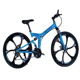 TSTZJ Bike TSTZJ Mountain bike male and female adult shifting disc brakes student off-road racing 30 Speed Steel Frame 26 Inches Wheels Dual Suspension Folding Bike, blue- 26 inches 24 speeds