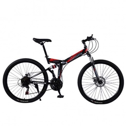 TTlove_Home Bike TTlove Foldable mountain bike 24-inch variable speed adult shock-absorbing bicycle mountain bike double disc brake soft tail carbon steel off-road outdoor city cycling travel(A#Black, 24 Inch)