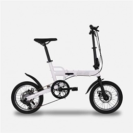 TTW Folding Bike TTW 16 Inches Folding Bike for Adult and Boy Import SHIMANO 6 Speed Aluminum Alloy Frame City Commuter Bicycle with Dual Disc Brake, White, 16 Inch