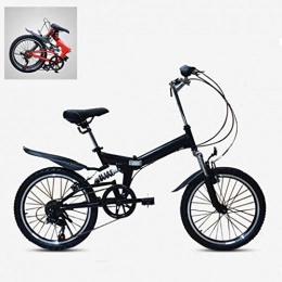 TTZY Bike TTZY 20 inch Folding Mountain Bikes, 6-Speed Variable High Carbon Steel Frame, Shock Absorption V Brake All Terrain Adult City Foldable Bicycle 6-11, White SHIYUE (Color : Black)
