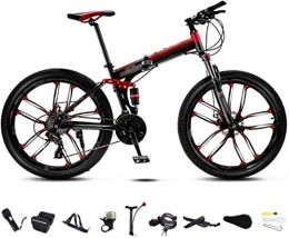 TTZY Folding Bike TTZY 24-26 inch MTB Bicycle, Unisex Folding Commuter Bike, 30-Speed Gears Foldable Bicycle Bike, Double Disc Brake / Red / C Wheel / 24' 6-6 SHIYUE