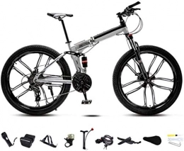 TTZY Folding Bike TTZY 24-26 inch MTB Bicycle, Unisex Folding Commuter Bike, 30-Speed Gears Foldable Bicycle Bike, Double Disc Brake / White / C Wheel / 24' 5-29 SHIYUE