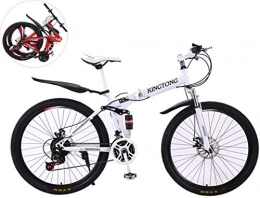 TTZY Bike TTZY 26 Inches Double Shock Absorption Foldable Bicycle, Unisex High-Carbon Steel Variable Speed Mountain Bike 6-11, White, 26in (27 Speed) SHIYUE (Color : White, Size : 26in (27 speed))